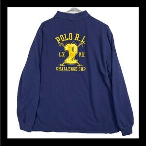 Polo Ralph Lauren Challenge Cup Polo Long Sleeve Shirt Men’s 2XL BIG Pony blue